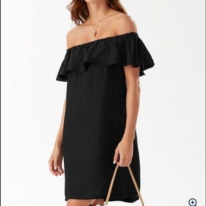 Linen Blend Off The Shoulder Dress